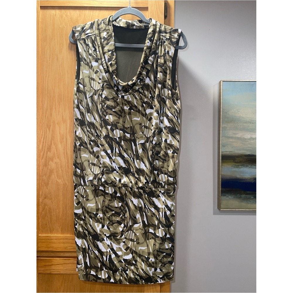 MICHAEL Michael Kors Olive, Black‎ & White Sleeveless Cowl-Neck Mini Dress